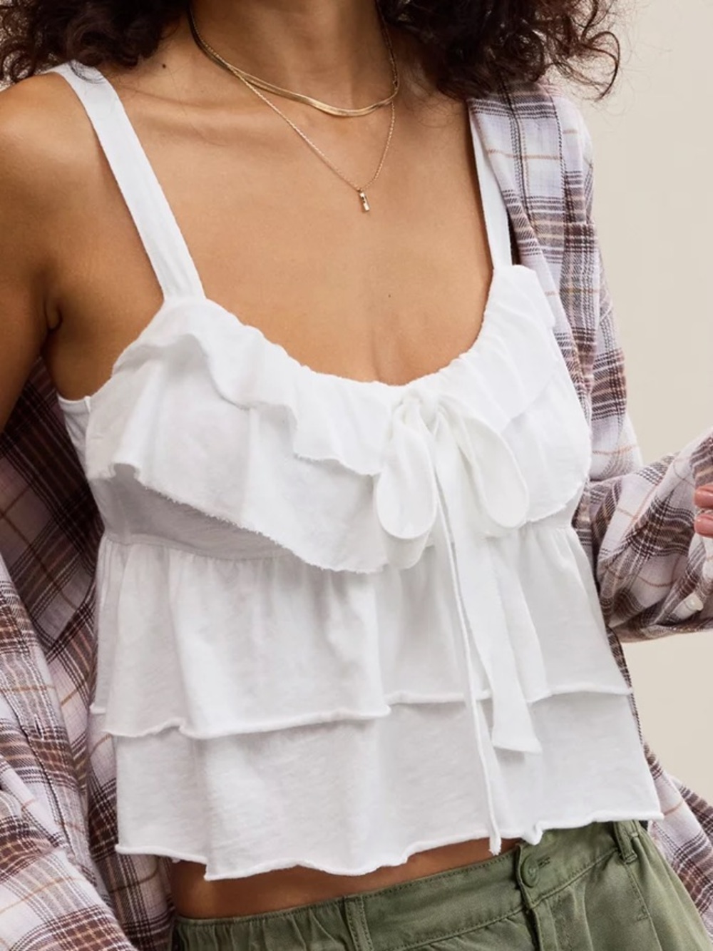 Aerie Ruffle Tank Top | White